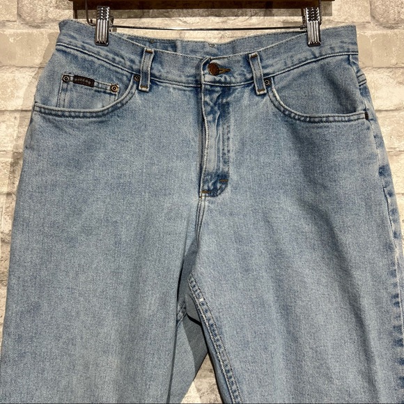Vintage Riders Women's 12 High Waist Mom Jeans DIY Cropped Raw Hem Light Wash - Picture 3 of 10